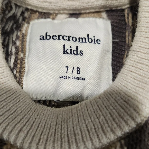 abercrombie kids Beige and Brown Striped Crewneck Sweater - Picture 2 of 4